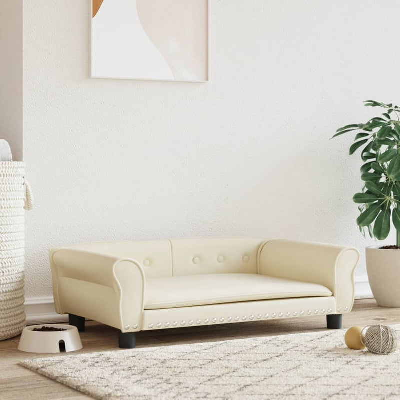 Afbeelding laden in galerijviewer, VidaXL Hondenmand 95x55x30 cm kunstleer crèmekleurig
