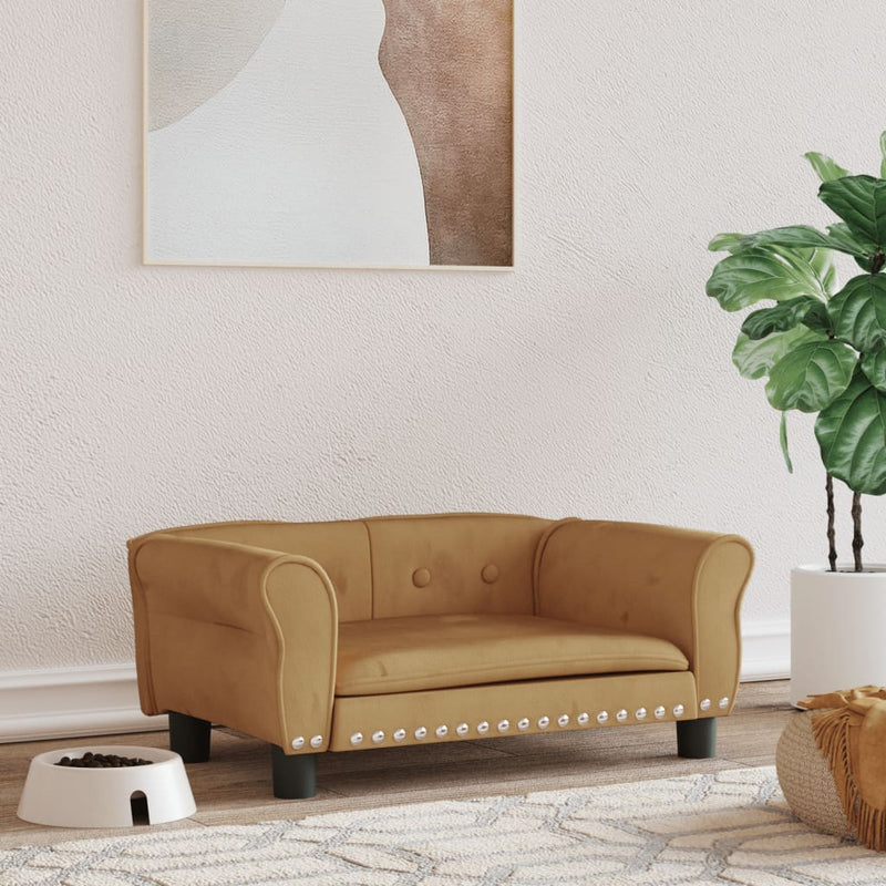Afbeelding laden in galerijviewer, VidaXL Hondenmand 70x45x30 cm fluweel bruin
