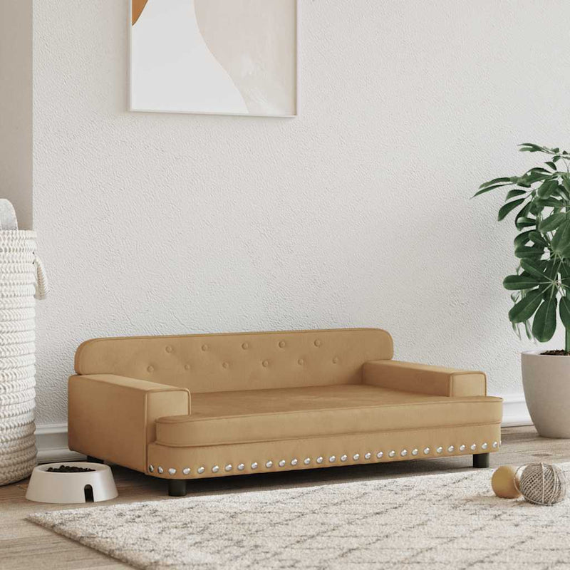 Afbeelding laden in galerijviewer, Vidaxl hondenmand 90x53x30 cm fluweel bruin

