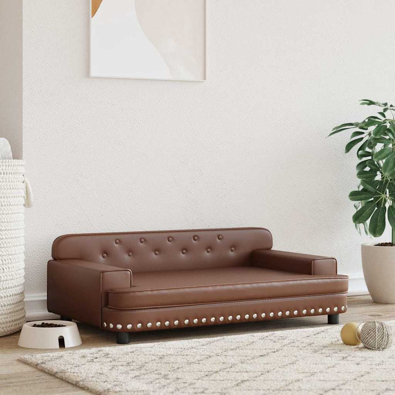 Afbeelding laden in galerijviewer, Vidaxl hondenmand 90x53x30 cm kunstleer bruin
