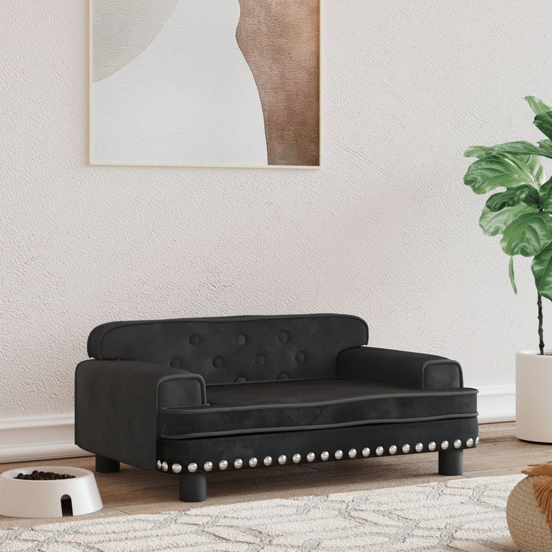 Afbeelding laden in galerijviewer, Vidaxl hondenmand 70x45x30 cm fluweel zwart
