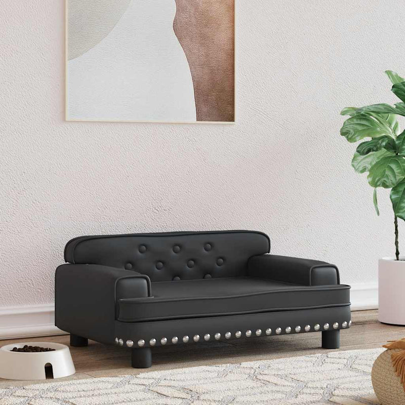 Afbeelding laden in galerijviewer, Vidaxl hondenmand 70x45x30 cm kunstleer zwart
