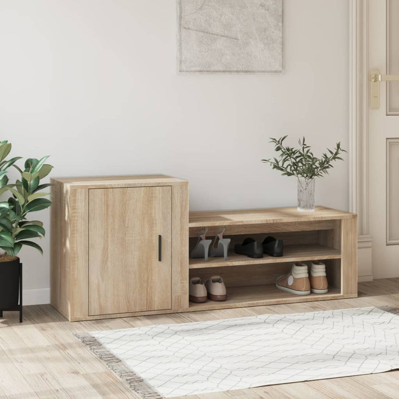 Afbeelding laden in galerijviewer, Vidaxl schoenenkast 130x35x54 cm bewerkt hout sonoma eikenkleurig
