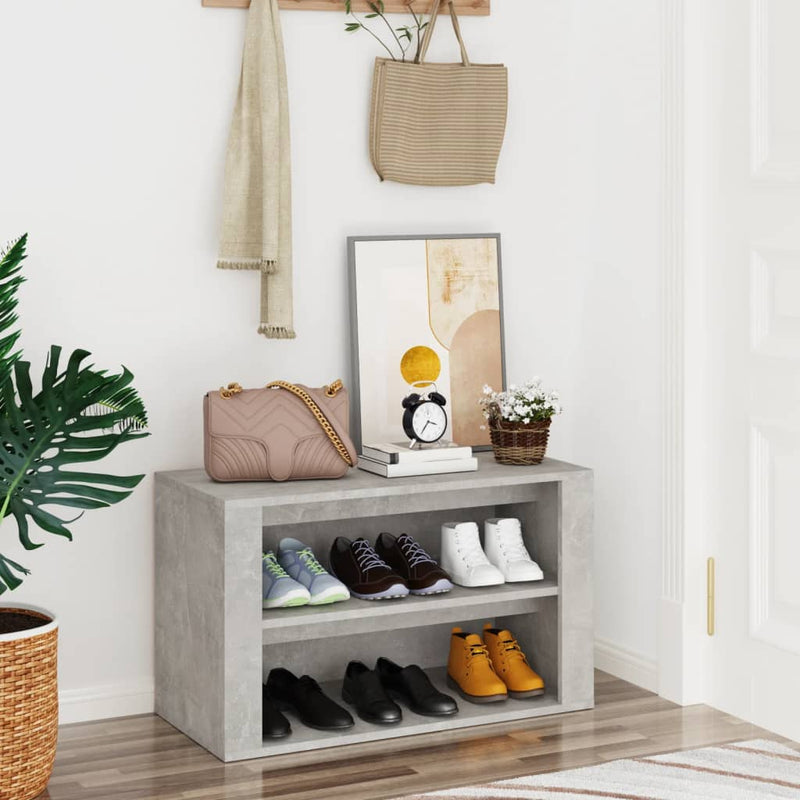 Afbeelding laden in galerijviewer, Vidaxl schoenenkast 75x35x45 cm bewerkt hout betongrijs
