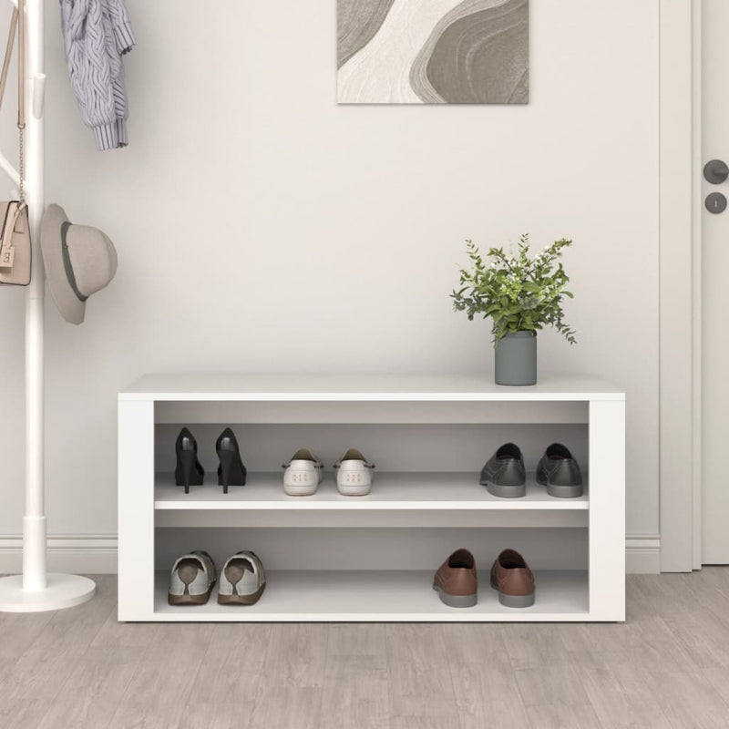 Afbeelding laden in galerijviewer, Vidaxl schoenenrek 100x35x45 cm bewerkt hout wit
