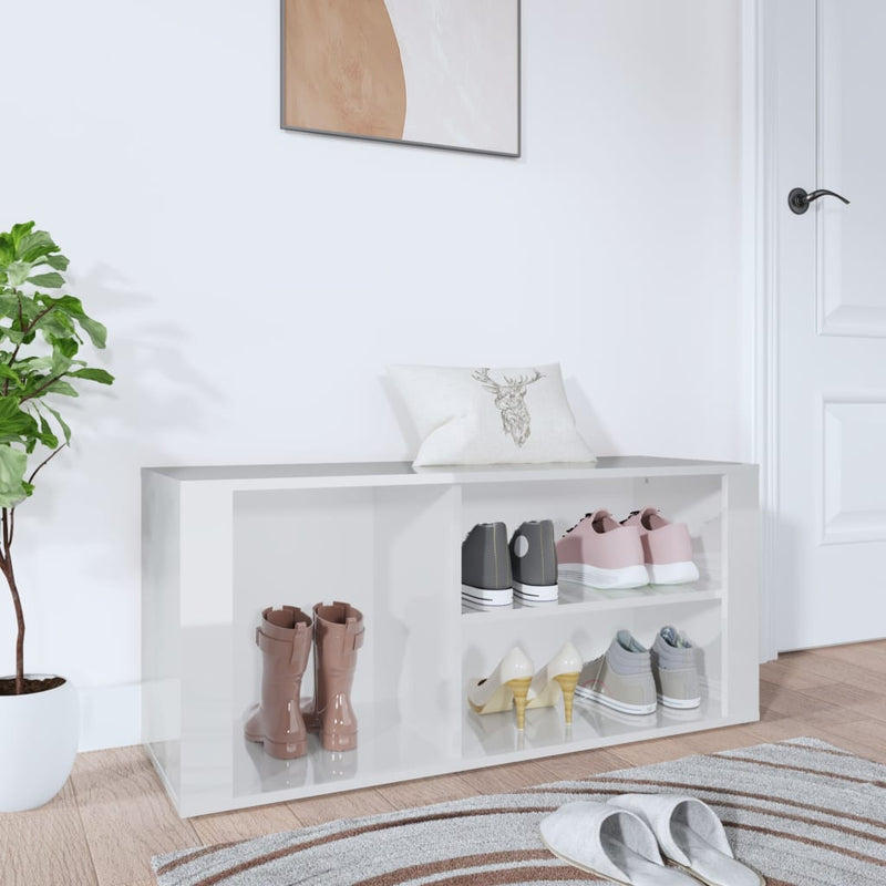 Afbeelding laden in galerijviewer, Vidaxl schoenenkast 100x35x45 cm bewerkt hout hoogglans wit
