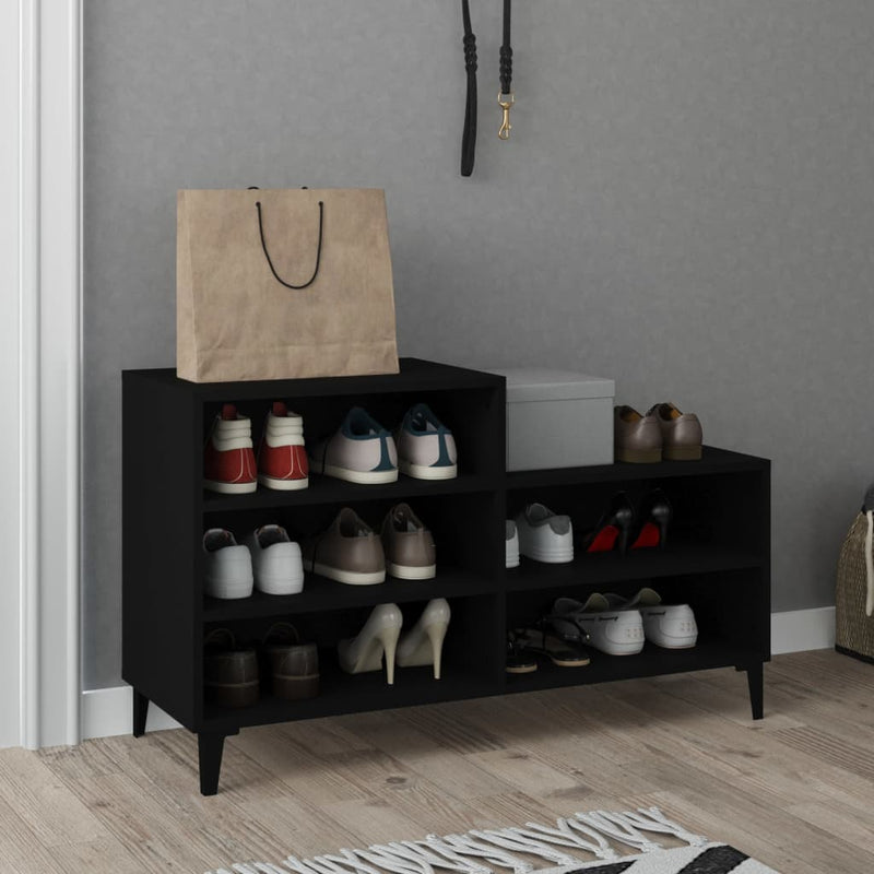 Afbeelding laden in galerijviewer, Vidaxl schoenenkast 102x36x60 cm bewerkt hout zwart
