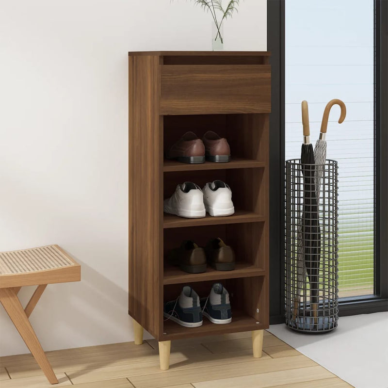 Afbeelding laden in galerijviewer, Vidaxl schoenenkast 40x36x105 cm bewerkt hout bruin eikenkleur
