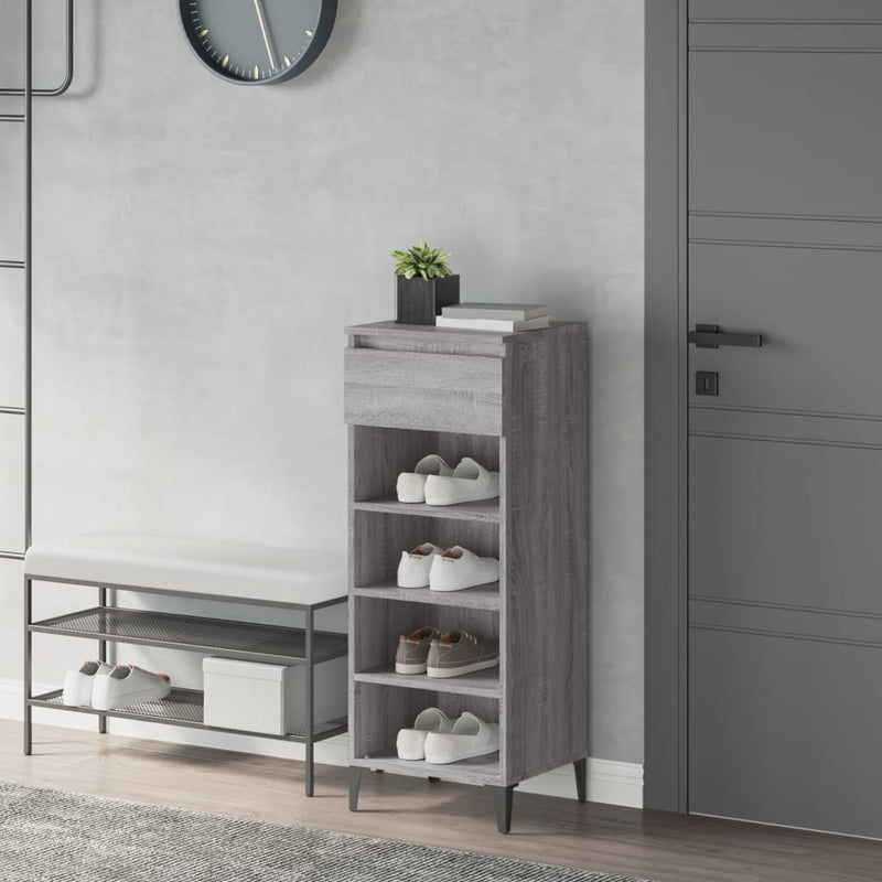 Afbeelding laden in galerijviewer, Vidaxl schoenenrek 40x36x105 cm bewerkt hout grijs sonoma eikenkleurig

