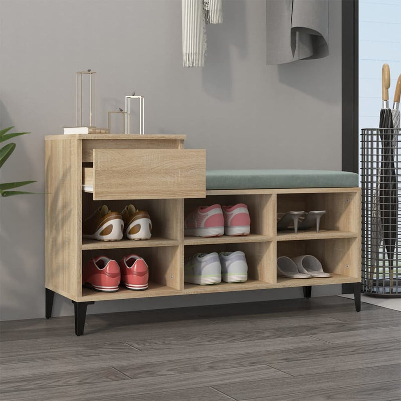 Afbeelding laden in galerijviewer, Vidaxl schoenenkast 102x36x60 cm bewerkt hout sonoma eikenkleurig
