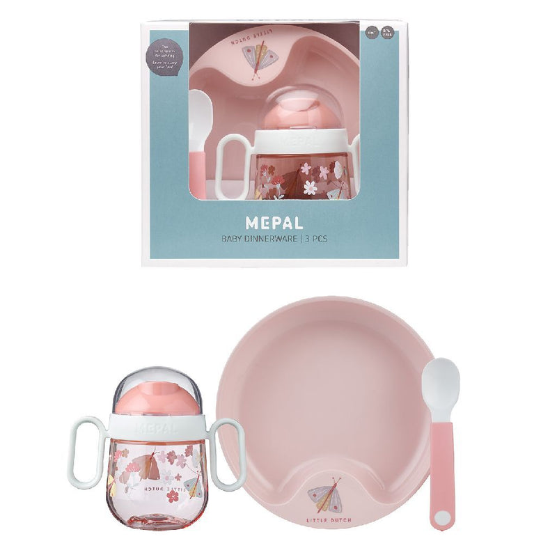 Afbeelding laden in galerijviewer, Mepal servies little dutch flowers and butterflies 3-delig roze
