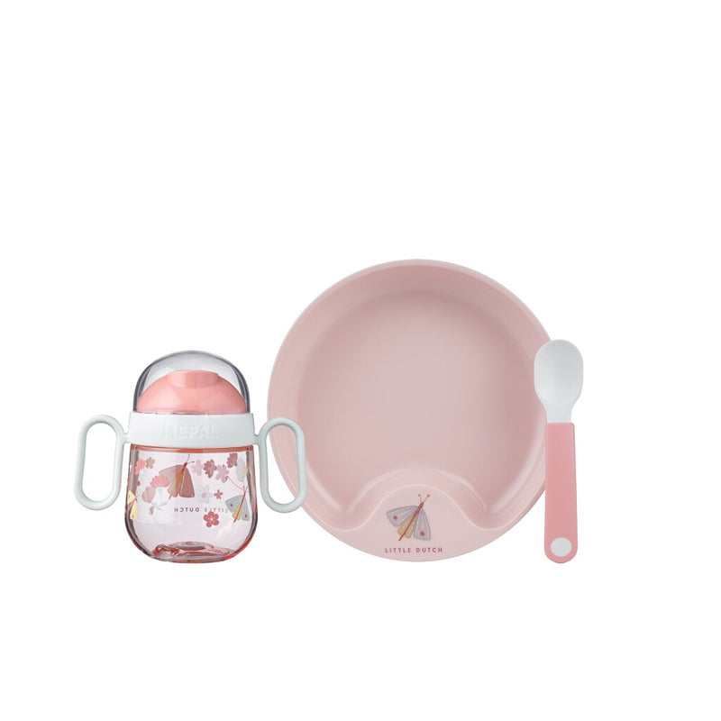Afbeelding laden in galerijviewer, Mepal servies little dutch flowers and butterflies 3-delig roze
