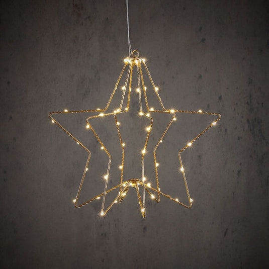 Overige merken ster hangend 60 leds warm wit 32x30 cm goud