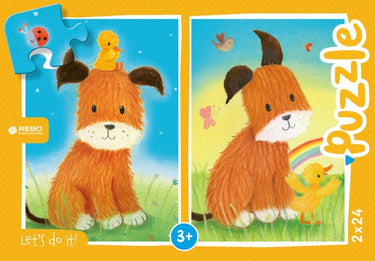 Rebo legpuzzel 2x24 stukjes - dog and du