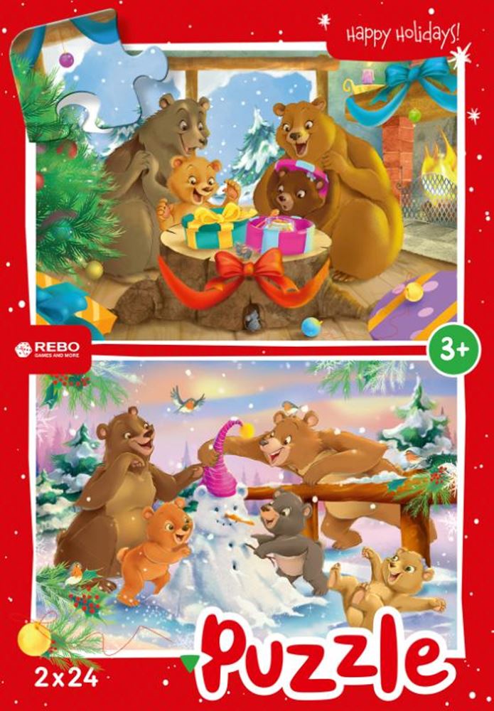 Afbeelding laden in galerijviewer, Rebo legpuzzel 2x24 stukjes - christmas
