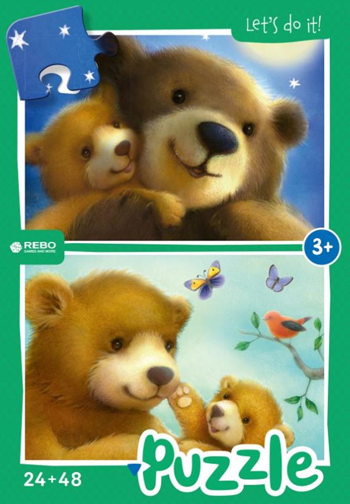 Afbeelding laden in galerijviewer, Rebo legpuzzel 24 + 48 stukjes - bear fa
