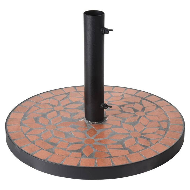 Afbeelding laden in galerijviewer, Progarden parasolvoet met terra-design mosaic zwart en oranje
