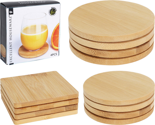 Excellent houseware onderzetter bamboe 4 stuks