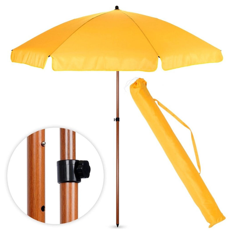 Afbeelding laden in galerijviewer, Overige merken parasol met houtlook 220 cm geel
