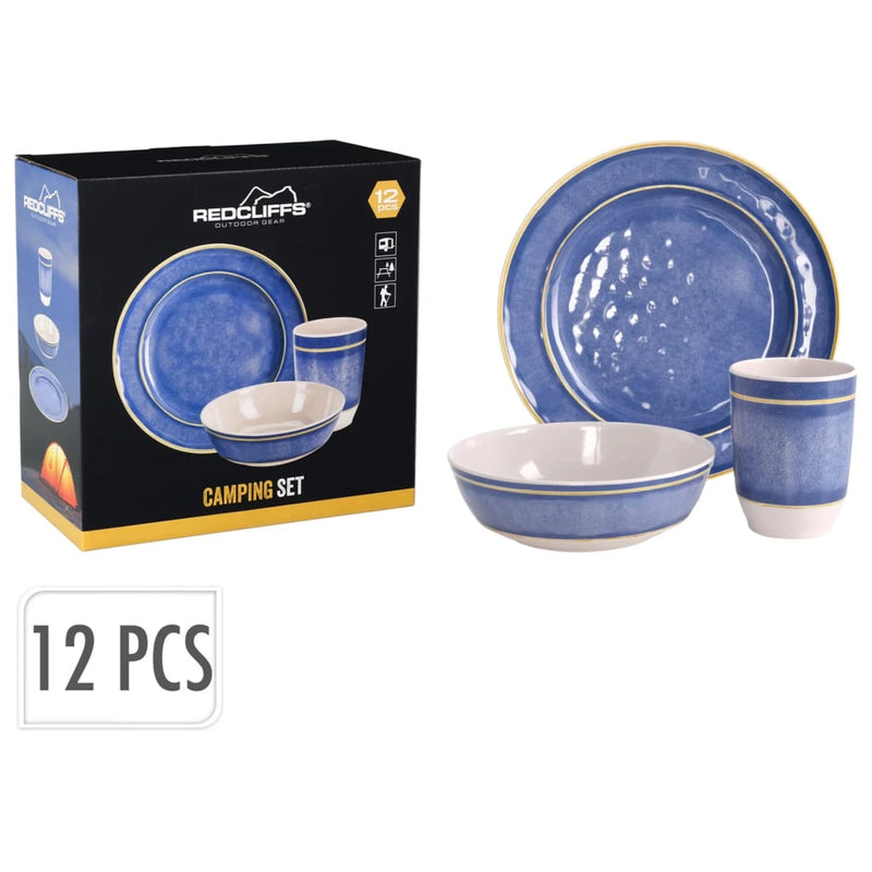 Afbeelding laden in galerijviewer, Redcliffs 12-delige Campingserviesset melamine blauw
