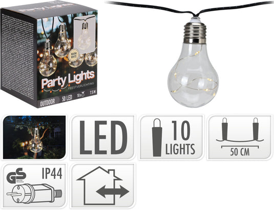 Pro garden feestverlichting 10lampjes warm wit