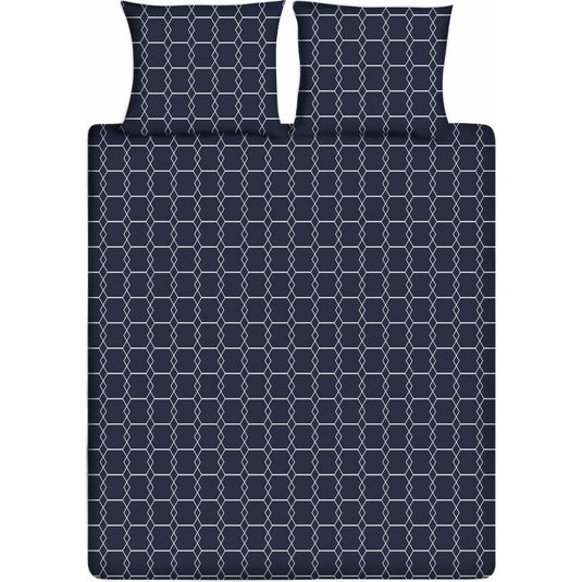 Ten cate katoenen eenpersoons dekbedovertrek 140x200 220 cm graphic donkerblauw