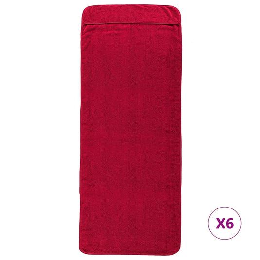 Vidaxl strandhanddoeken 6 st 400 g m² 60x135 cm stof bordeauxrood