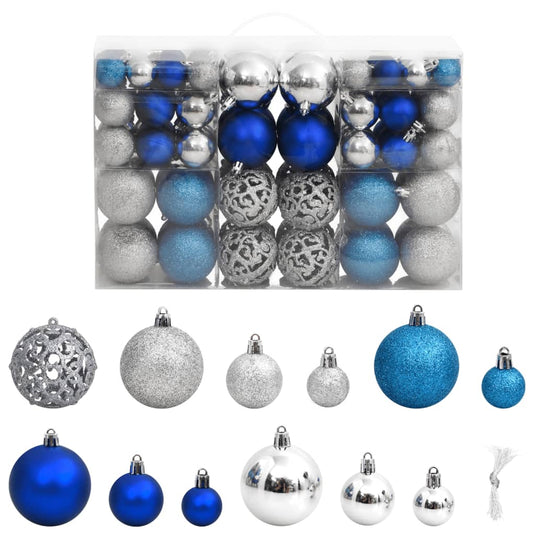 VidaXL Kerstballen 100 st 3 4 6 cm blauw en zilverkleurig