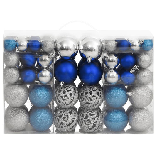 VidaXL Kerstballen 100 st 3 4 6 cm blauw en zilverkleurig