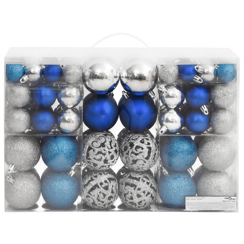 Afbeelding laden in galerijviewer, VidaXL Kerstballen 100 st 3 4 6 cm blauw en zilverkleurig
