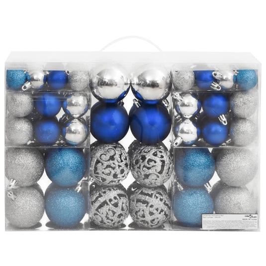 VidaXL Kerstballen 100 st 3 4 6 cm blauw en zilverkleurig