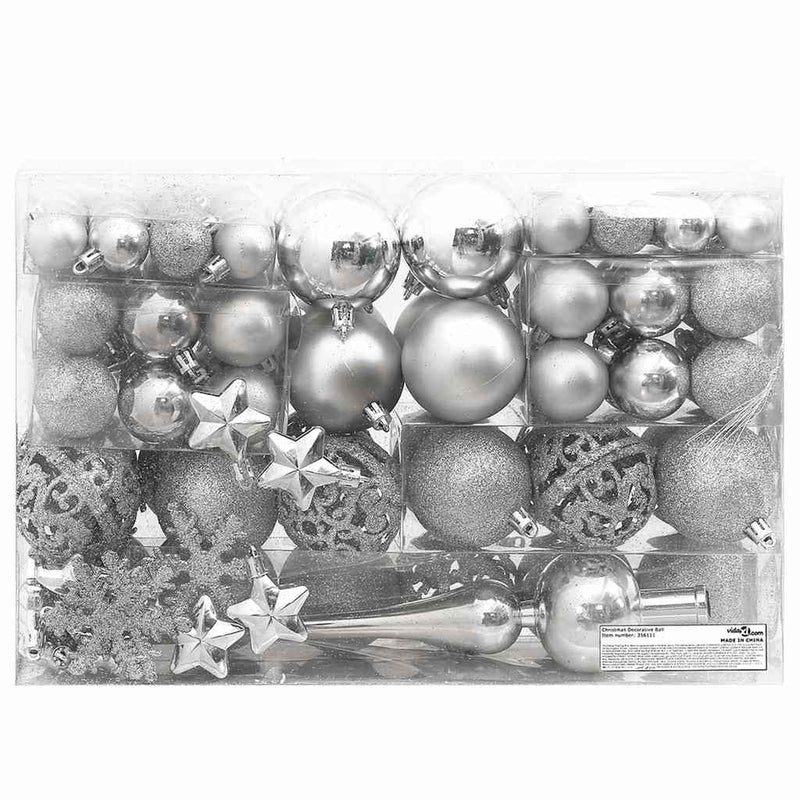 Afbeelding laden in galerijviewer, Vidaxl 111-delige kerstballenset polystyreen zilverkleurig
