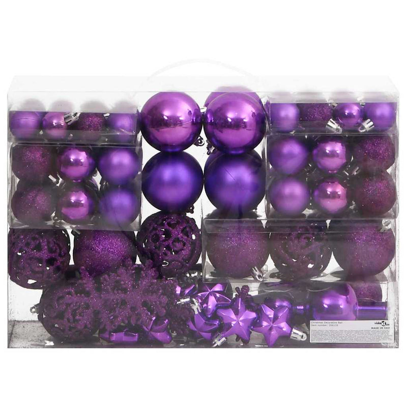 Afbeelding laden in galerijviewer, Vidaxl 111-delige kerstballenset polystyreen paars
