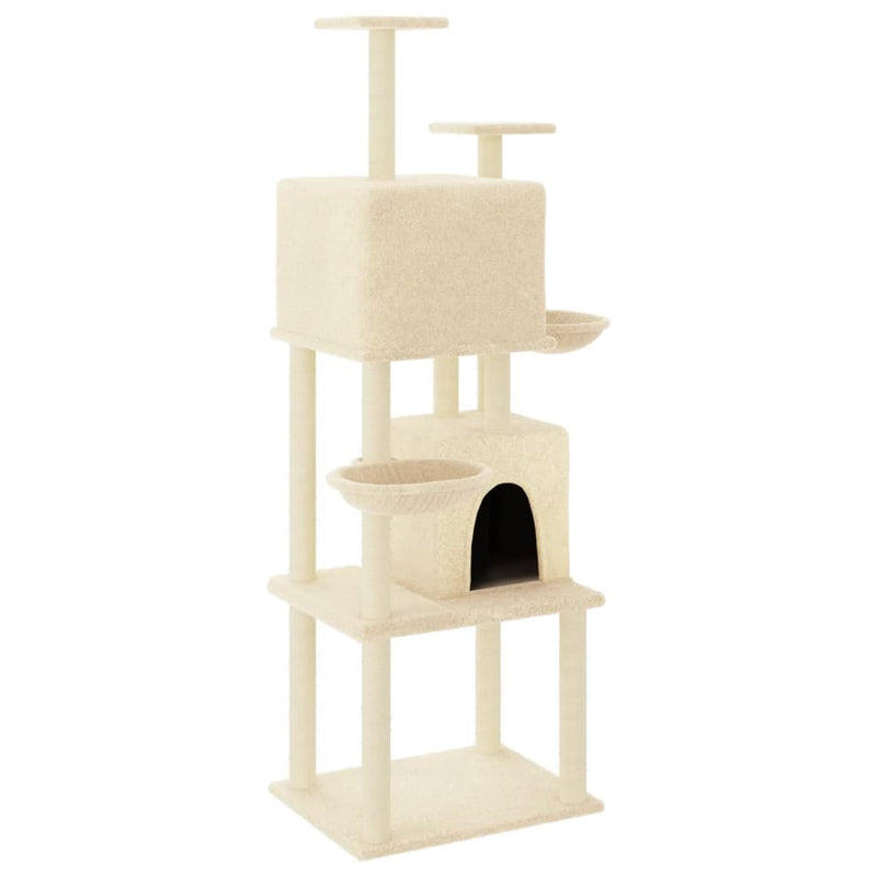 Afbeelding laden in galerijviewer, Vidaxl kattenmeubel met sisal krabpalen 180 cm crèmekleurig
