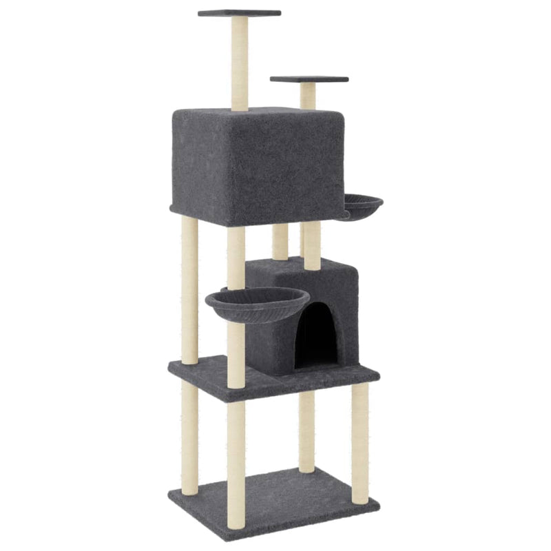 Afbeelding laden in galerijviewer, Vidaxl kattenmeubel met sisal krabpalen 180 cm donkergrijs
