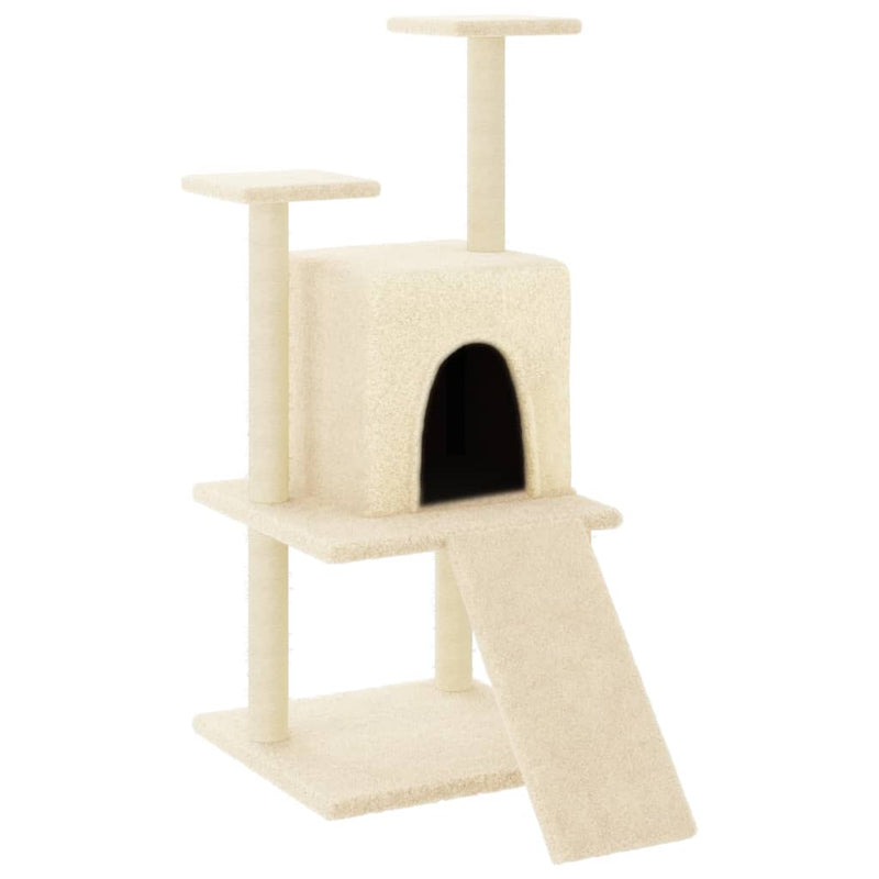 Afbeelding laden in galerijviewer, Vidaxl kattenmeubel met sisal krabpalen 110 cm crèmekleurig
