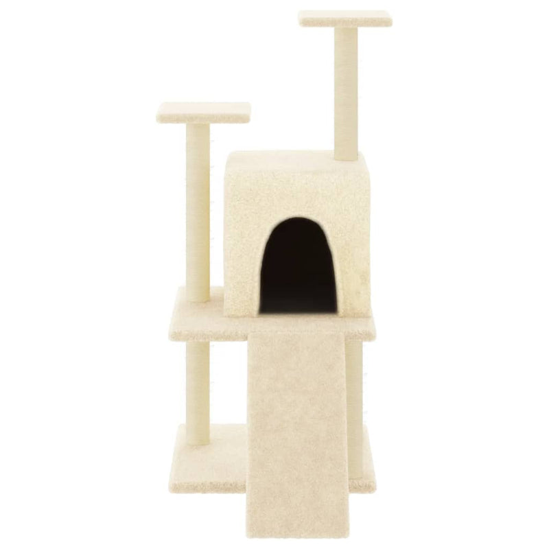 Afbeelding laden in galerijviewer, Vidaxl kattenmeubel met sisal krabpalen 110 cm crèmekleurig
