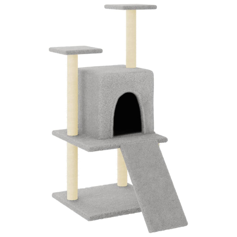 Afbeelding laden in galerijviewer, Vidaxl kattenmeubel met sisal krabpalen 110 cm lichtgrijs

