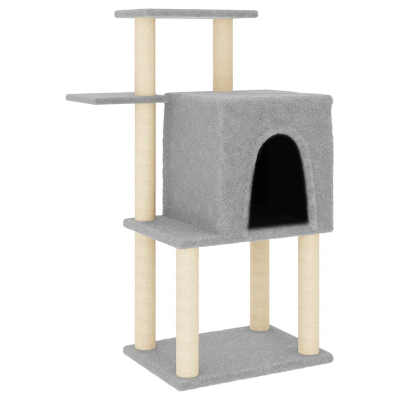 Afbeelding laden in galerijviewer, Vidaxl kattenmeubel met sisal krabpalen 97 cm lichtgrijs
