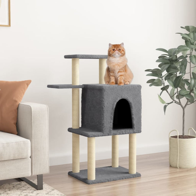 Afbeelding laden in galerijviewer, Vidaxl kattenmeubel met sisal krabpalen 97 cm donkergrijs
