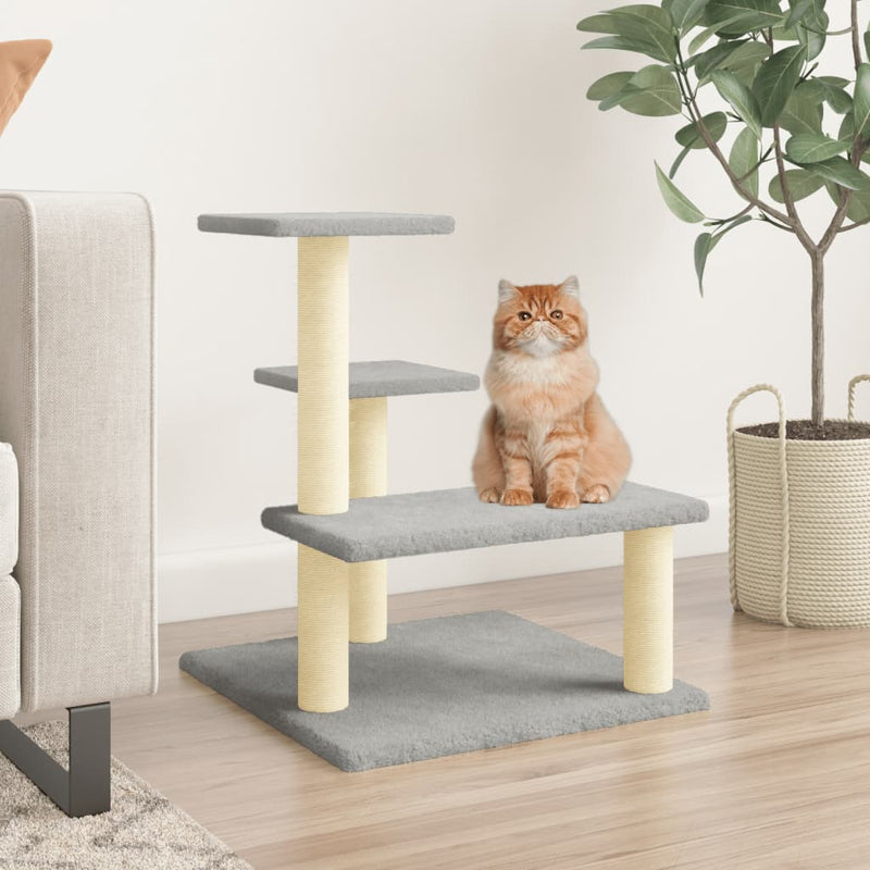 Afbeelding laden in galerijviewer, Vidaxl kattenmeubel met sisal krabpalen 61 cm lichtgrijs

