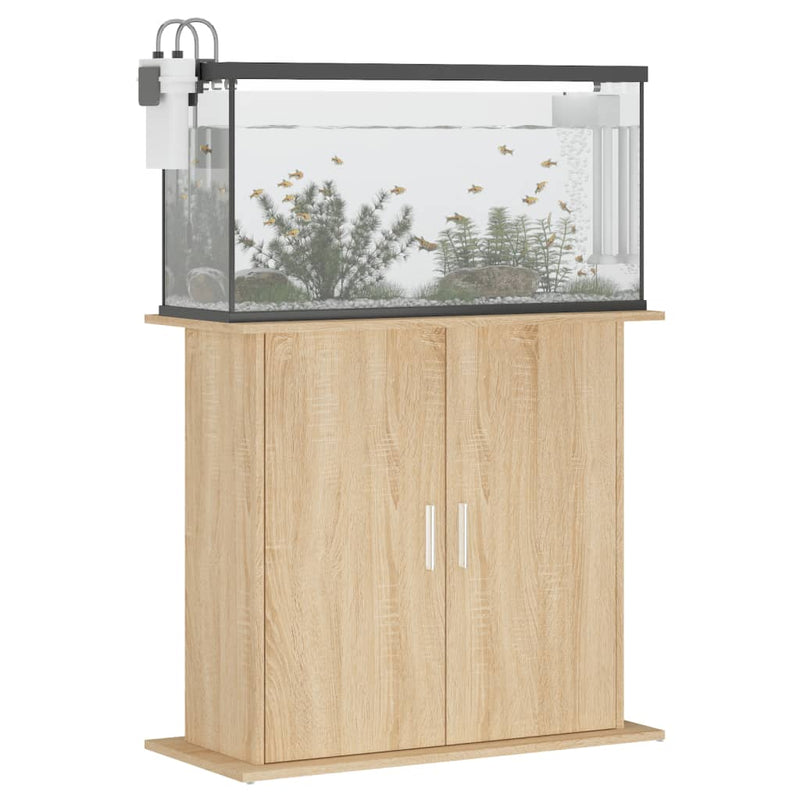 Afbeelding laden in galerijviewer, Vidaxl aquariumstandaard sonoma eiken 81x36x73 cm bewerkt hout
