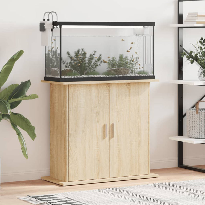Afbeelding laden in galerijviewer, Vidaxl aquariumstandaard sonoma eiken 81x36x73 cm bewerkt hout
