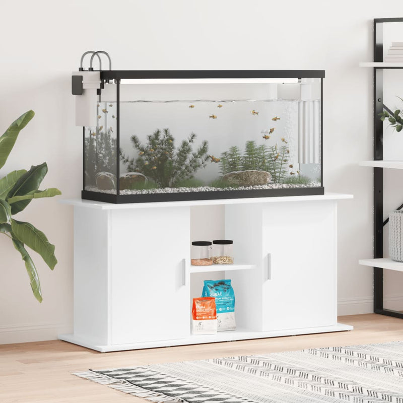 Afbeelding laden in galerijviewer, VidaXL Aquariumstandaard 121x41x58 cm bewerkt hout hoogglans wit
