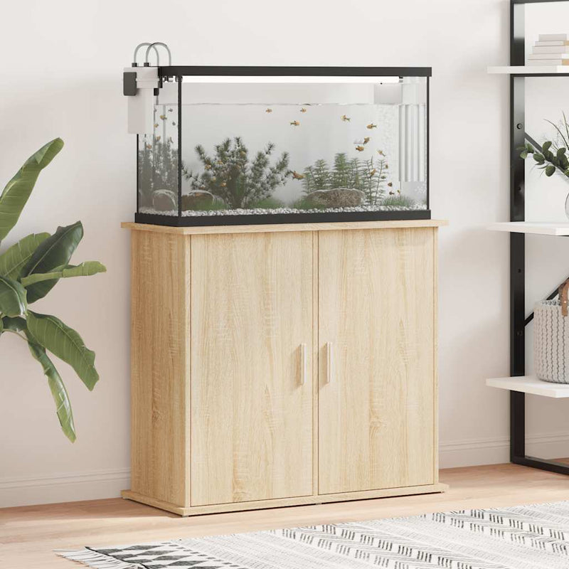 Afbeelding laden in galerijviewer, Vidaxl aquariumstandaard sonoma eiken 81x36x73 cm bewerkt hout
