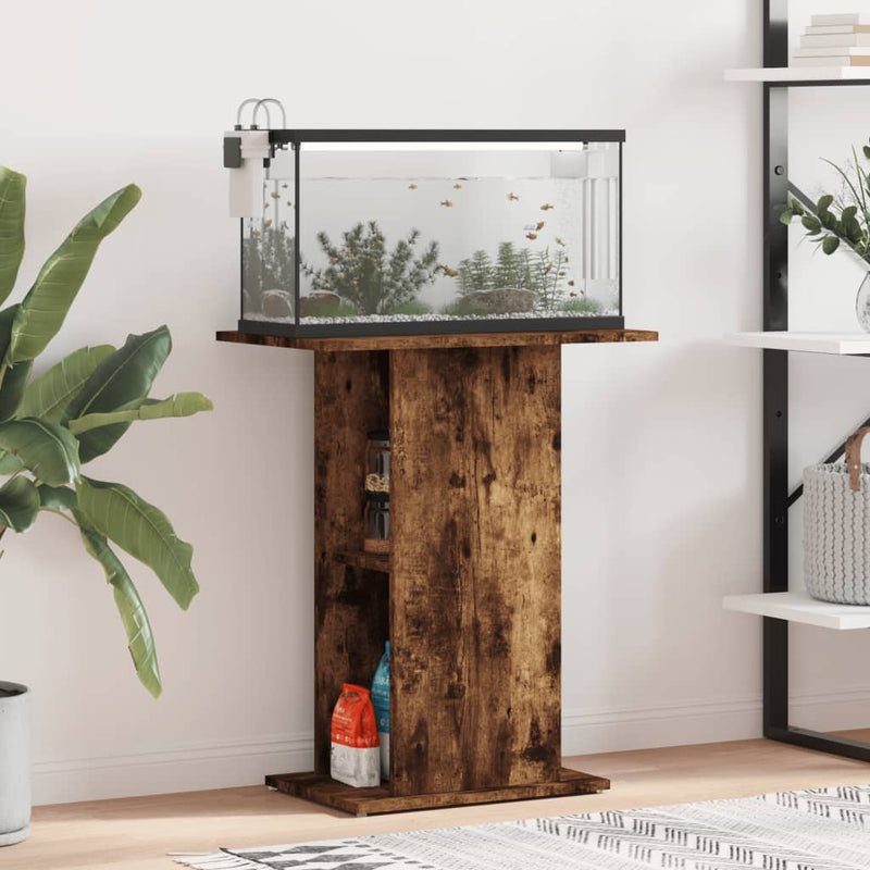 Afbeelding laden in galerijviewer, Vidaxl aquariumstandaard 60,5x36x72,5 cm bewerkt hout gerookt eiken
