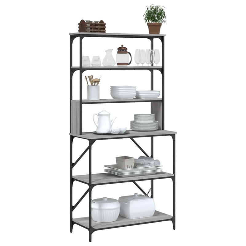 Afbeelding laden in galerijviewer, Vidaxl bakkersrek 6-laags 90x40x180 cm bewerkt hout grijs sonoma eiken
