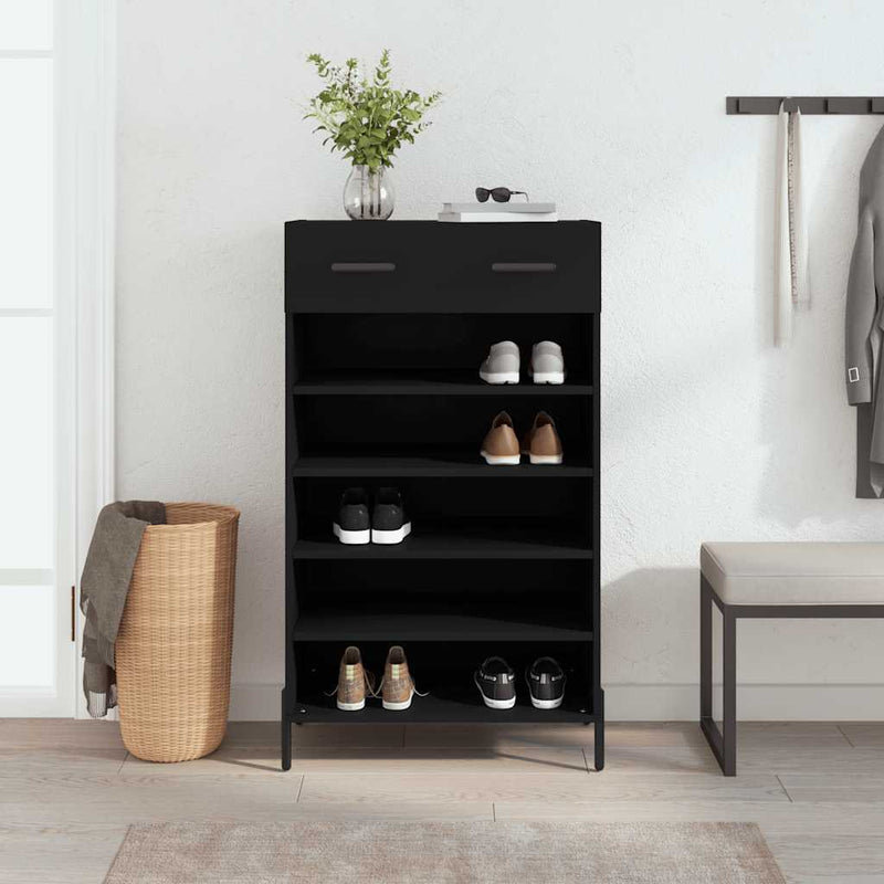 Afbeelding laden in galerijviewer, Vidaxl schoenenkast 60x35x105 cm bewerkt hout zwart

