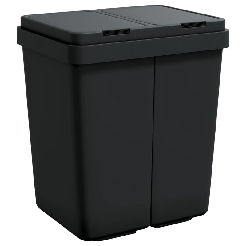 Afbeelding laden in galerijviewer, Vidaxl dubbele vuilnisbak 2x25 l antracietkleurig
