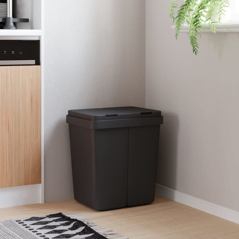 Afbeelding laden in galerijviewer, Vidaxl dubbele vuilnisbak 2x25 l antracietkleurig
